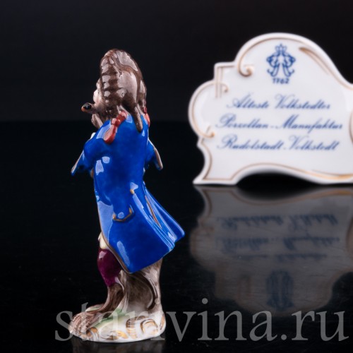 Статуэтка из фарфора Обезьяний оркестр, флейтист, Volkstedt, Германия, вт. пол. 20 в.