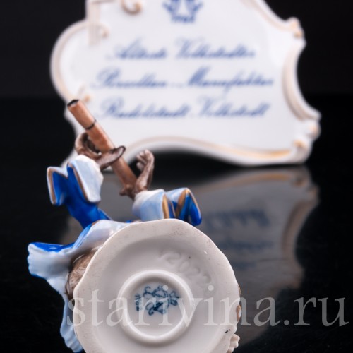 Статуэтка из фарфора Обезьяний оркестр, флейтист, Volkstedt, Германия, вт. пол. 20 в.