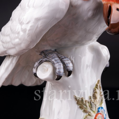 Фарфорвая статуэтка птицы Попугай какаду, Meissen, Германия, 1980 г.