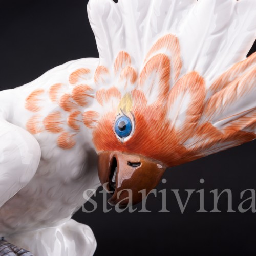 Фарфорвая статуэтка птицы Попугай какаду, Meissen, Германия, 1980 г.