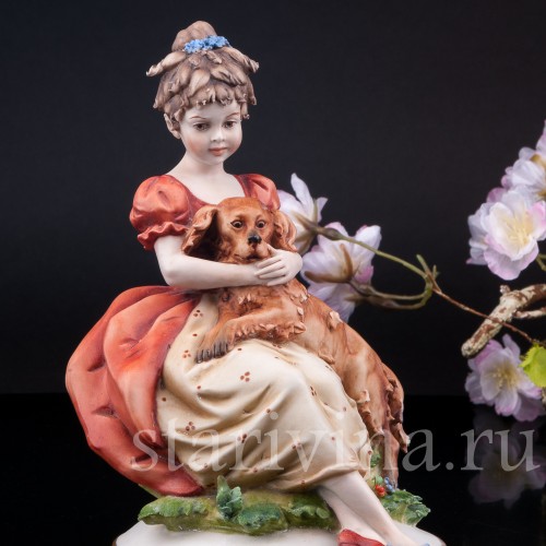 Девочка с собакой, Capodimonte, Италия, сер. 20 в