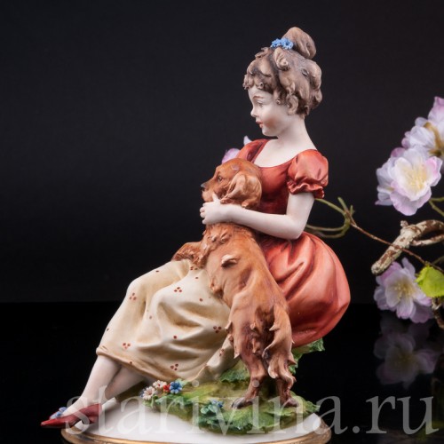 Девочка с собакой, Capodimonte, Италия, сер. 20 в