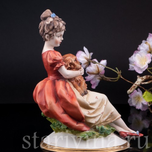Девочка с собакой, Capodimonte, Италия, сер. 20 в