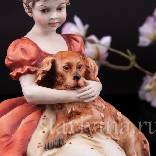 Девочка с собакой, Capodimonte, Италия, сер. 20 в