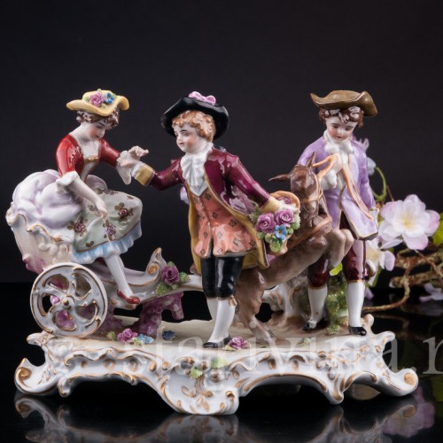 Старинная композиция из фарфора Веселая поездка, E. A. Muller, Германия, 1890-1927 гг.
