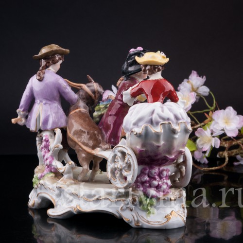 Старинная композиция из фарфора Веселая поездка, E. A. Muller, Германия, 1890-1927 гг.