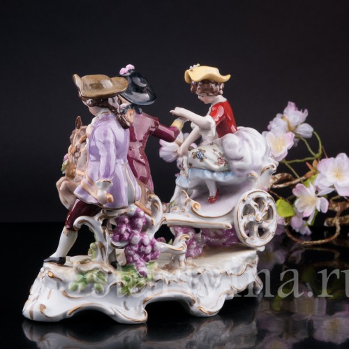 Старинная композиция из фарфора Веселая поездка, E. A. Muller, Германия, 1890-1927 гг.