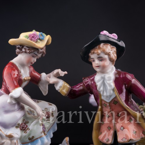 Старинная композиция из фарфора Веселая поездка, E. A. Muller, Германия, 1890-1927 гг.