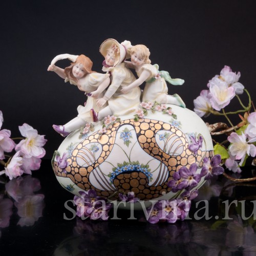 Антикварная фигурка из фарфора Веселая Пасха, Dressel, Kister & Co, Германия, 1907-20 гг.