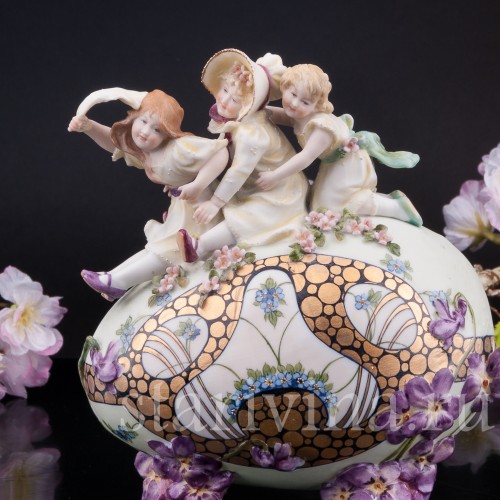 Антикварная фигурка из фарфора Веселая Пасха, Dressel, Kister & Co, Германия, 1907-20 гг.