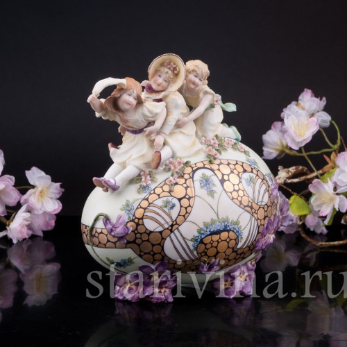 Антикварная фигурка из фарфора Веселая Пасха, Dressel, Kister & Co, Германия, 1907-20 гг.