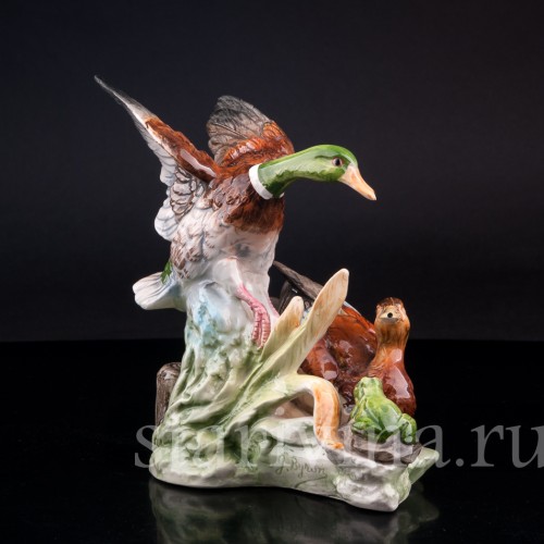 Статуэтка из фарфора Утки и лягушка, , вт. пол. 20 в.