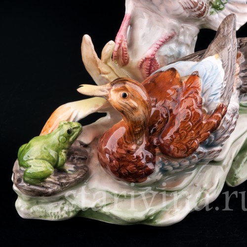 Статуэтка из фарфора Утки и лягушка, , вт. пол. 20 в.