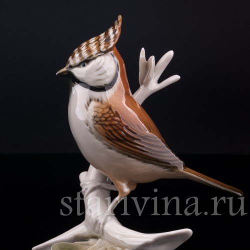 Фарфорвая статуэтка птицы Хохлатая синица, Karl Ens, Германия, вт. пол. 20 в.