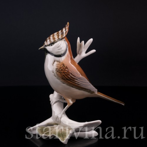 Фарфорвая статуэтка птицы Хохлатая синица, Karl Ens, Германия, вт. пол. 20 в.