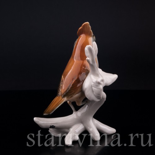 Фарфорвая статуэтка птицы Хохлатая синица, Karl Ens, Германия, вт. пол. 20 в.