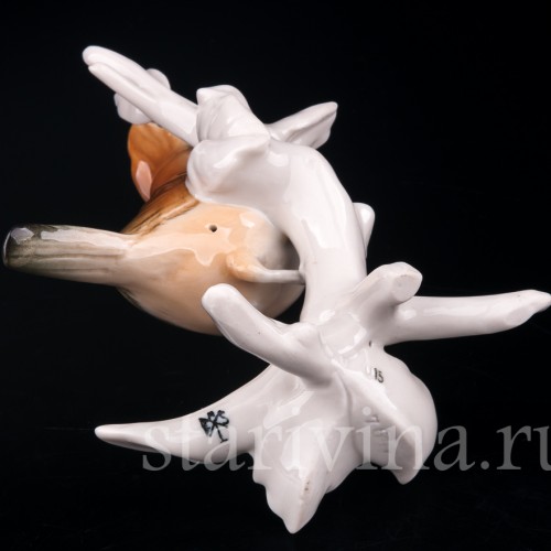 Фарфорвая статуэтка птицы Хохлатая синица, Karl Ens, Германия, вт. пол. 20 в.