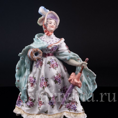 Дама с зонтом и муфтой, Dressel, Kister & Co, Германия, 1907-20 гг