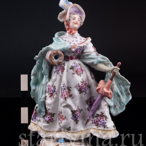 Дама с зонтом и муфтой, Dressel, Kister & Co, Германия, 1907-20 гг