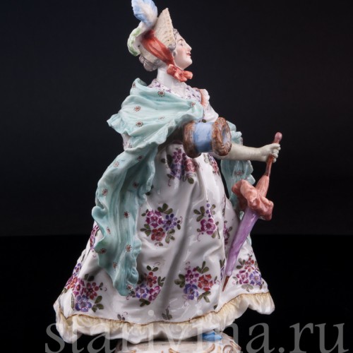 Дама с зонтом и муфтой, Dressel, Kister & Co, Германия, 1907-20 гг