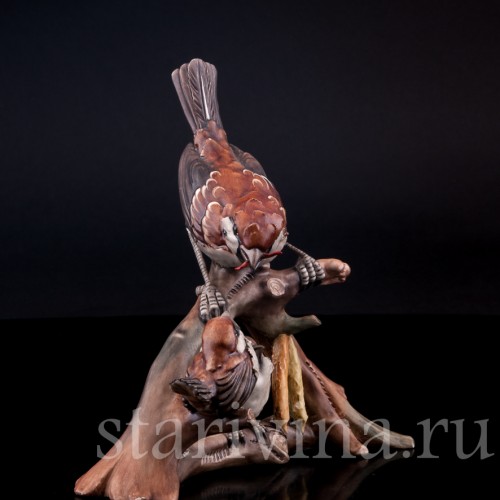 Статуэтка птиц из фарфора Семейство воробьев, Capodimonte, Италия, вт. пол. 20 в.