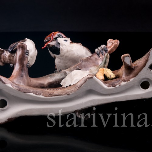 Статуэтка птиц из фарфора Семейство воробьев, Capodimonte, Италия, вт. пол. 20 в.