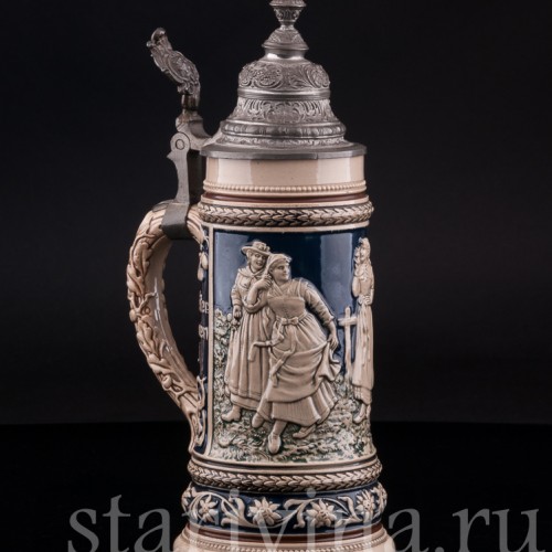 Старинная пивная Кружка 0.5 л, Reinhold Hanke, Германия, кон. 19 - нач. 20 вв.