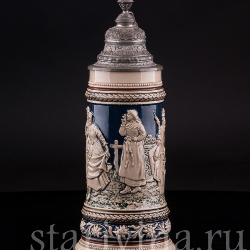 Старинная пивная Кружка 0.5 л, Reinhold Hanke, Германия, кон. 19 - нач. 20 вв.