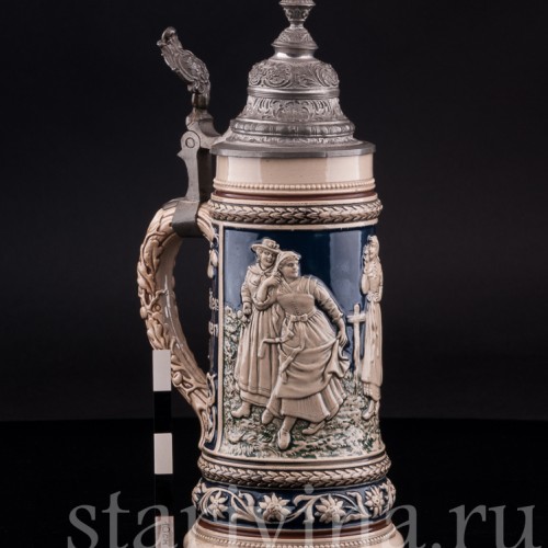 Старинная пивная Кружка 0.5 л, Reinhold Hanke, Германия, кон. 19 - нач. 20 вв.