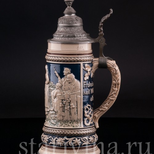 Старинная пивная Кружка 0.5 л, Reinhold Hanke, Германия, кон. 19 - нач. 20 вв.