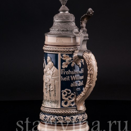 Старинная пивная Кружка 0.5 л, Reinhold Hanke, Германия, кон. 19 - нач. 20 вв.