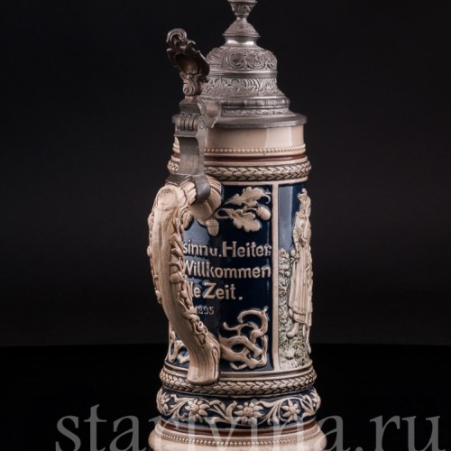 Старинная пивная Кружка 0.5 л, Reinhold Hanke, Германия, кон. 19 - нач. 20 вв.