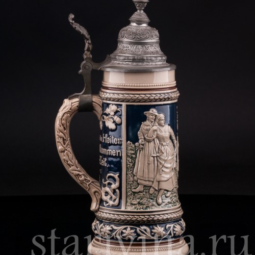 Старинная пивная Кружка 0.5 л, Reinhold Hanke, Германия, кон. 19 - нач. 20 вв.