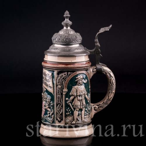 Старинная пивная кружка Вольный ганзейский город Гамбург, 0.5 л, Dumler & Breiden, Германия, кон. 19 - нач. 20 вв.