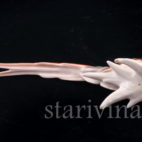 Статуэтка птицы из фарфора Золотой фазан, миниатюра, Hutschenreuther, Германия, 1970 гг..