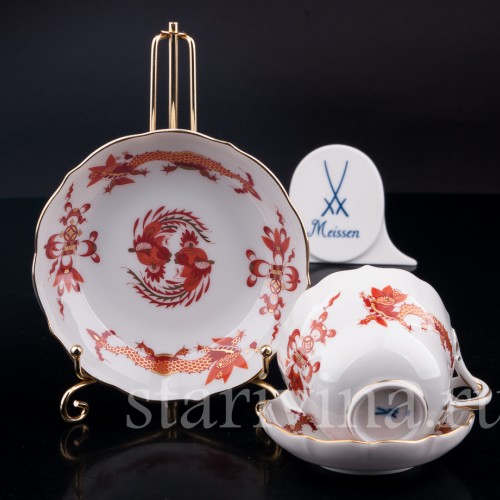 Кофейный сервиз Красный дракон на 6 персон в кофре, Meissen, Германия, сер. 20 в
