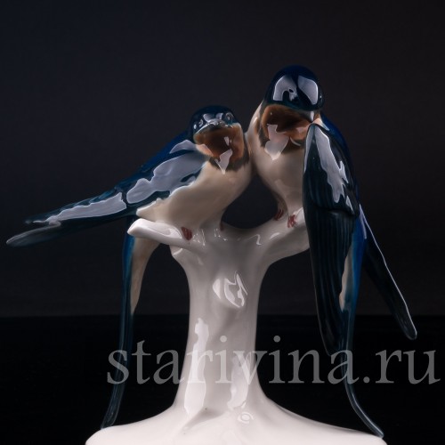 Фигурка птиц из фарфора Ласточки, Volkstedt, Германия, кон. 19 - нач. 20 вв.