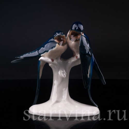Фигурка птиц из фарфора Ласточки, Volkstedt, Германия, кон. 19 - нач. 20 вв.