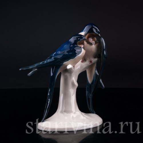 Фигурка птиц из фарфора Ласточки, Volkstedt, Германия, кон. 19 - нач. 20 вв.