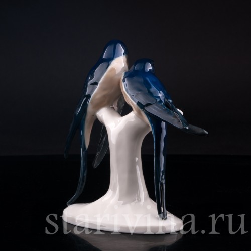 Фигурка птиц из фарфора Ласточки, Volkstedt, Германия, кон. 19 - нач. 20 вв.