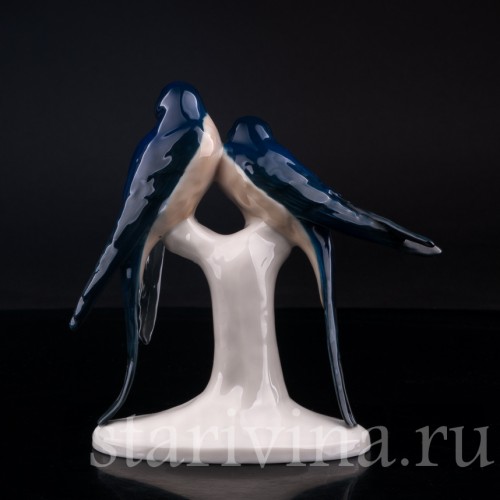 Фигурка птиц из фарфора Ласточки, Volkstedt, Германия, кон. 19 - нач. 20 вв.