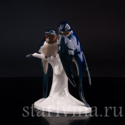 Фигурка птиц из фарфора Ласточки, Volkstedt, Германия, кон. 19 - нач. 20 вв.