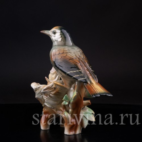 Фарфорвая статуэтка птиц Дрозд рябинник с птенцами, Muller & Co, Германия, пер. пол. 20 в.