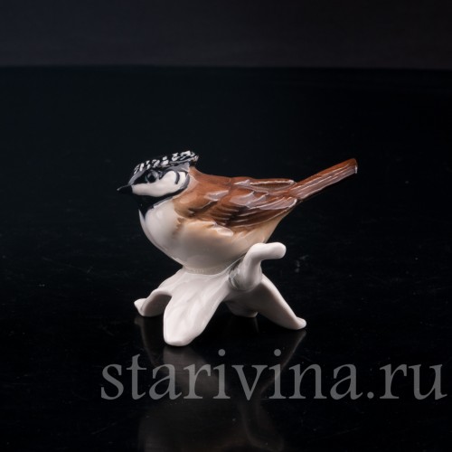 Статуэтка птицы из фарфора Хохлатая синица, Goebel, Германия, до 1991 г.