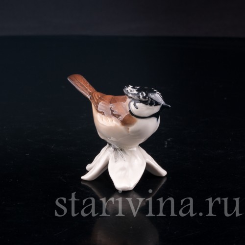 Статуэтка птицы из фарфора Хохлатая синица, Goebel, Германия, до 1991 г.