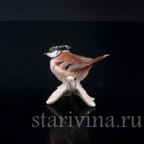 Статуэтка птицы из фарфора Хохлатая синица, Goebel, Германия, до 1991 г.