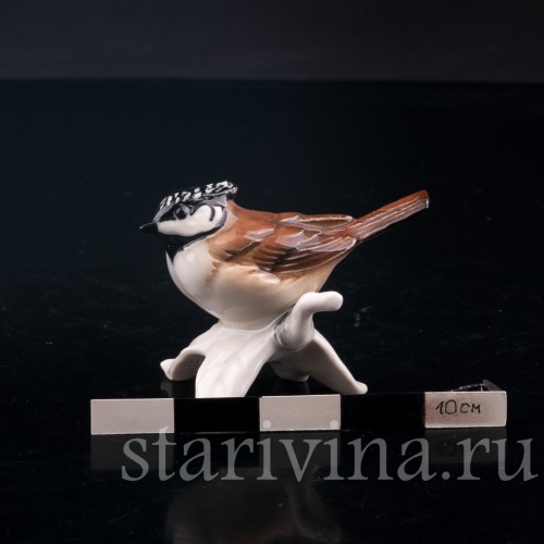 Статуэтка птицы из фарфора Хохлатая синица, Goebel, Германия, до 1991 г.