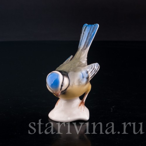 Статуэтка птицы из фарфора Хохлатая синица, Goebel, Германия, до 1991 г.