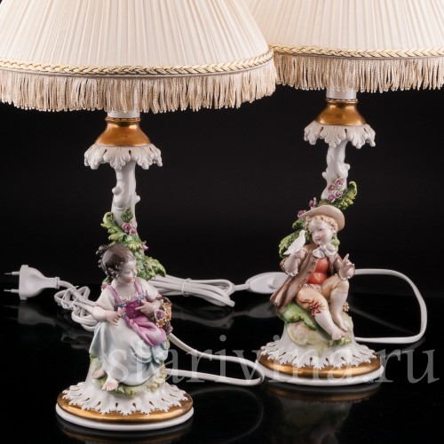 Фарфоровые декоративные Лампы, Giuseppe Cappe, Италия, сер. 20 в.