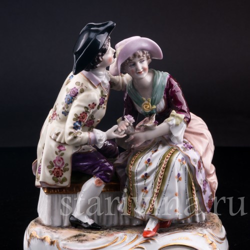 Статуэтка из фарфора Пара с птичкой, Muller & Co, Германия, перв. пол. 20 в.